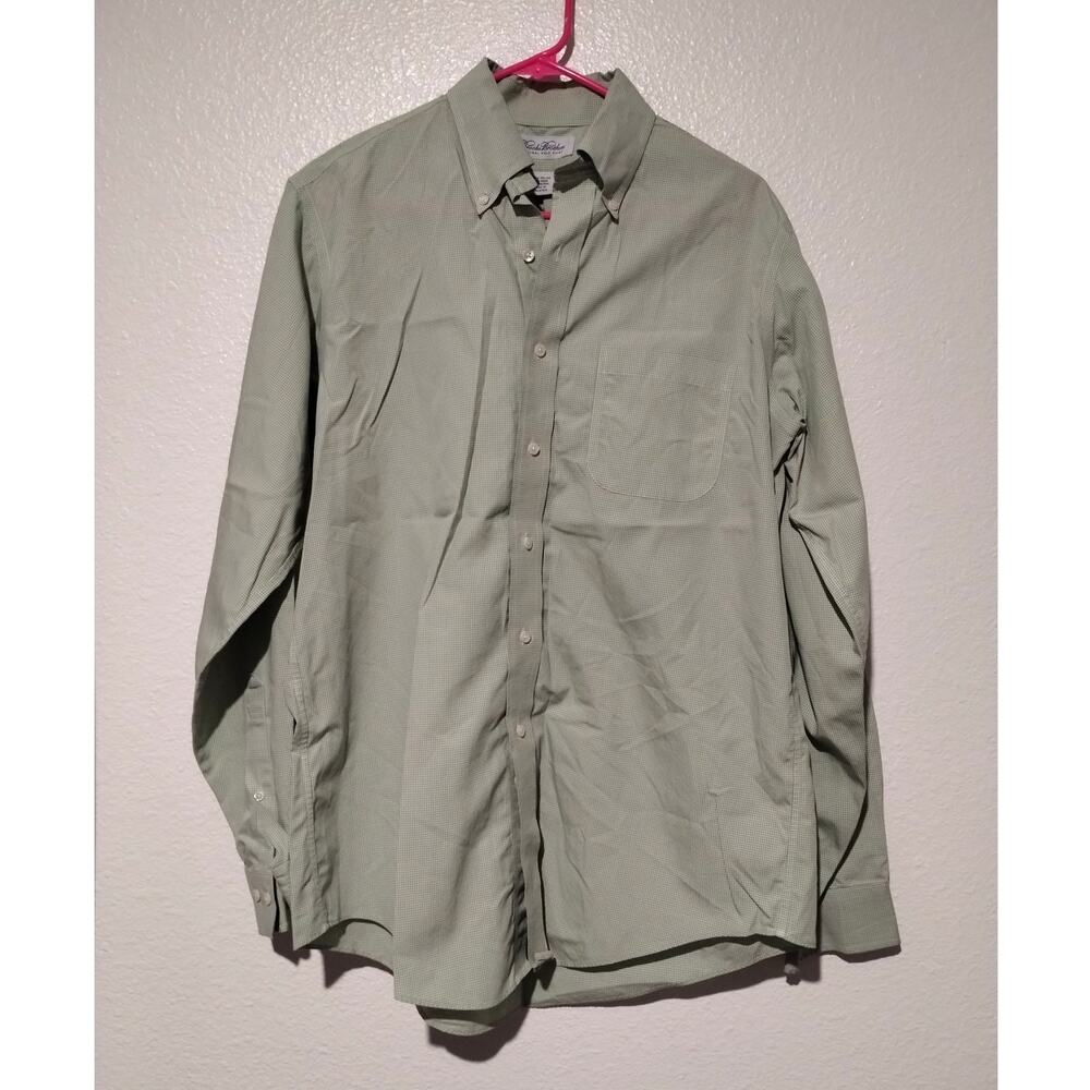 Brooks Brothers Men Size 15.5 - 34/35 Green Micro Check Long Sleeve Button Shirt